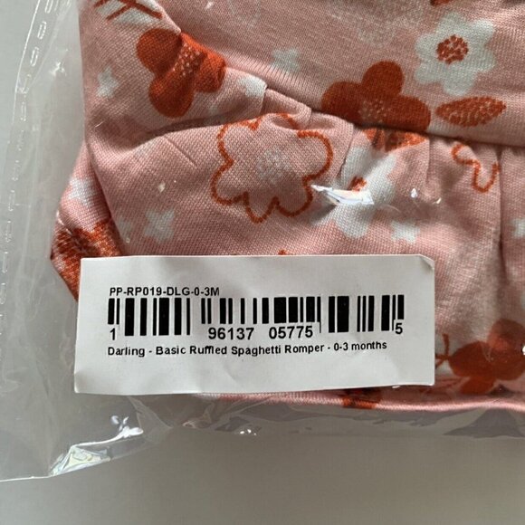 NWT Posh Peanut Baby Girl Darling Basic Ruffle Spaghetti Romper 0-3 Months - Picture 7 of 7
